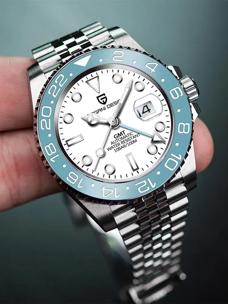 PAGANI DESIGN PD-1662 GMT Horloge Heren Luxe Saffier Automatisch Mechanisch Horloge 40MM RVS 100M Waterdicht Herenhorloges - afbeelding 2