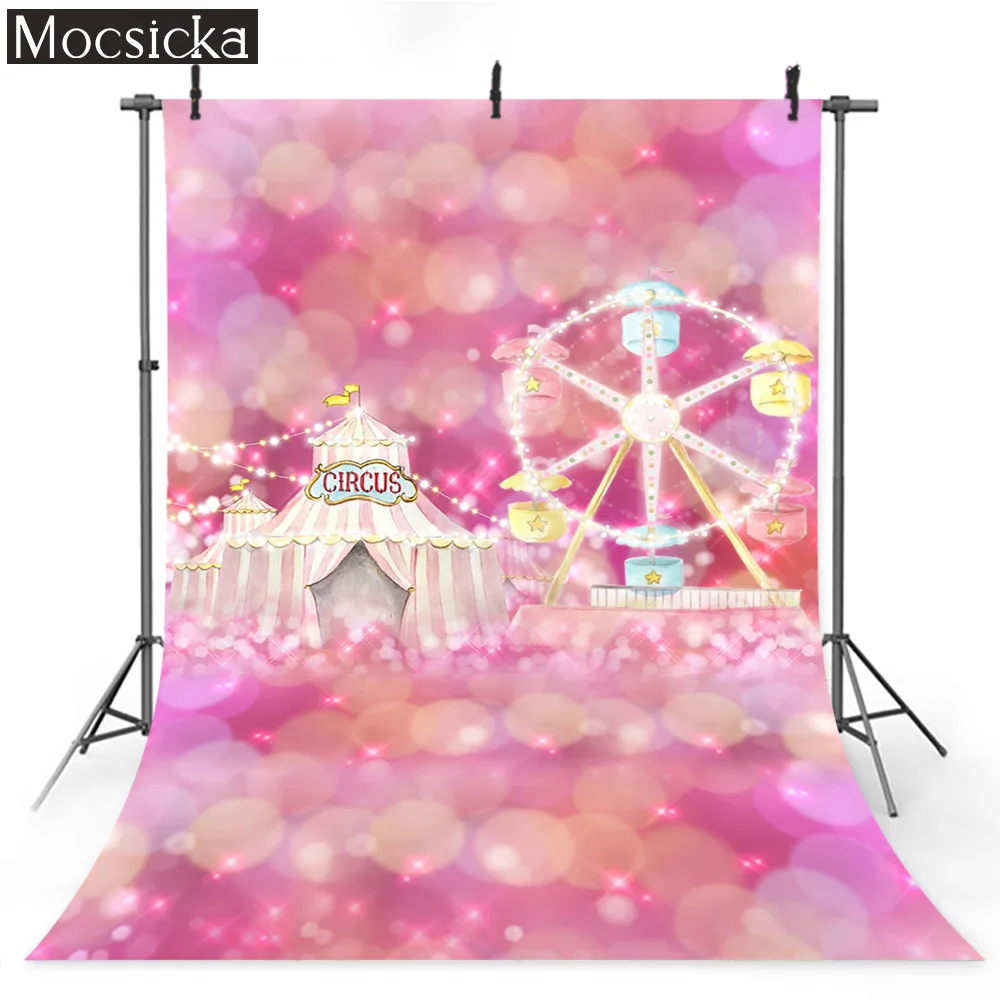 

MOCSICKA Newborn Photography Pink background Circus Ferris Wheel Decor props Birthday Party Backdrop Children Portrait Booths