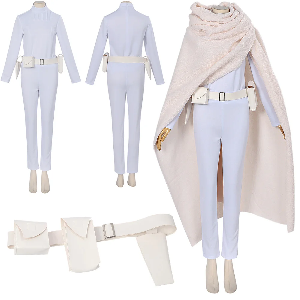 

2026 Padme Cosplay Amidala Fantasy Cloak Battle Suits Movie Space Battle Costume Disguise Halloween Women Fantasia Outfits