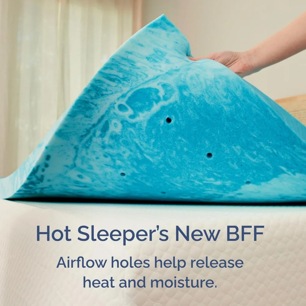 مرتبة إسفنجية ذو ذاكرة فائقة النعومة مقاس كوين - 3 بوصة من إسفنج الذاكرة المطلي بالجل المسامي - مرتبة ذات ملمس تهوية من القطيفة p #4