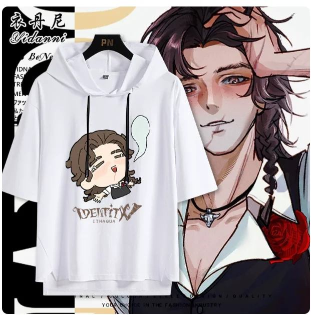 

Anime Identity Ⅴ Hooded Short Sleeve T-shirt Summer Cosplay Costume Casual Student Loose Tops New YDN