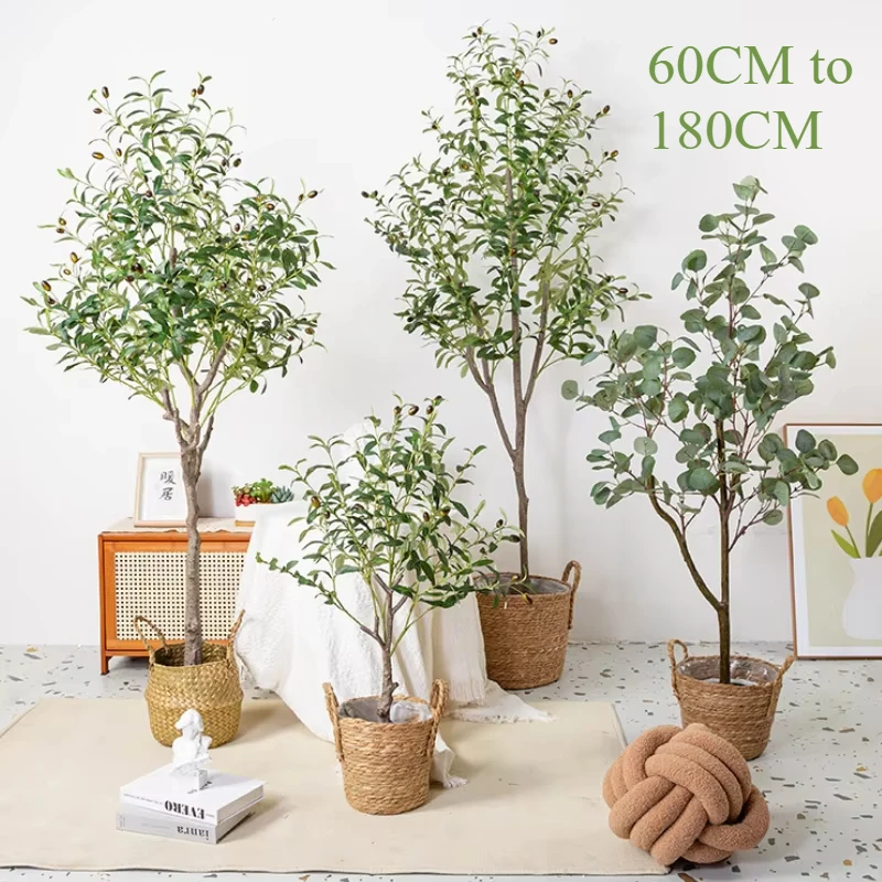 

Artificial Olive & Eucalyptus Potted Plants 60 To180cm Large Nordic Indoor/Outdoor Home Garden Decor Green Faux Tree Ornament