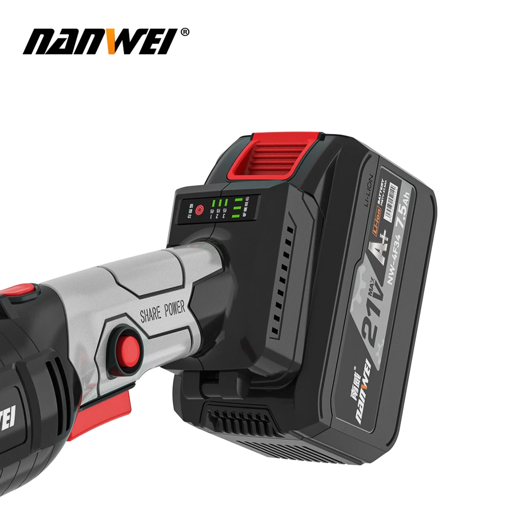 NANWEI Cordless Angle Grinder 21V Lithium-Ion Battery Machine Cutting Electric Angle Grinder Power Tool 125mm