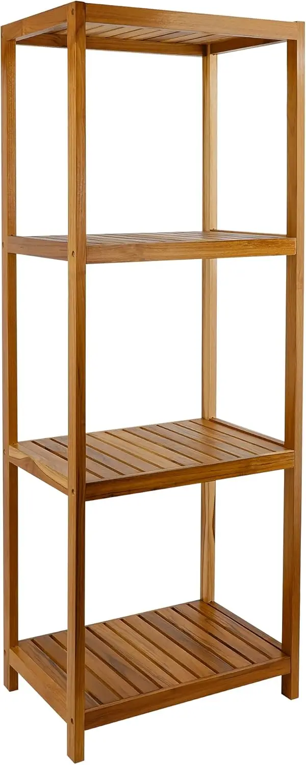 

4-Tier Teak Bathroom Shelf, Wooden Stand Organizer for Bathroom, Kitchen, Living Room