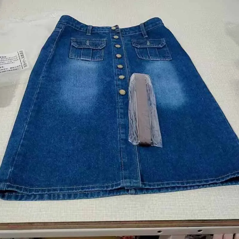 

Spring Autumn Femme Large Size 4XL Denim Maxi Skirt Korean Women Fashion Cowboy Skirts 2025 Lady Vent Split A-line Jeans Skirts