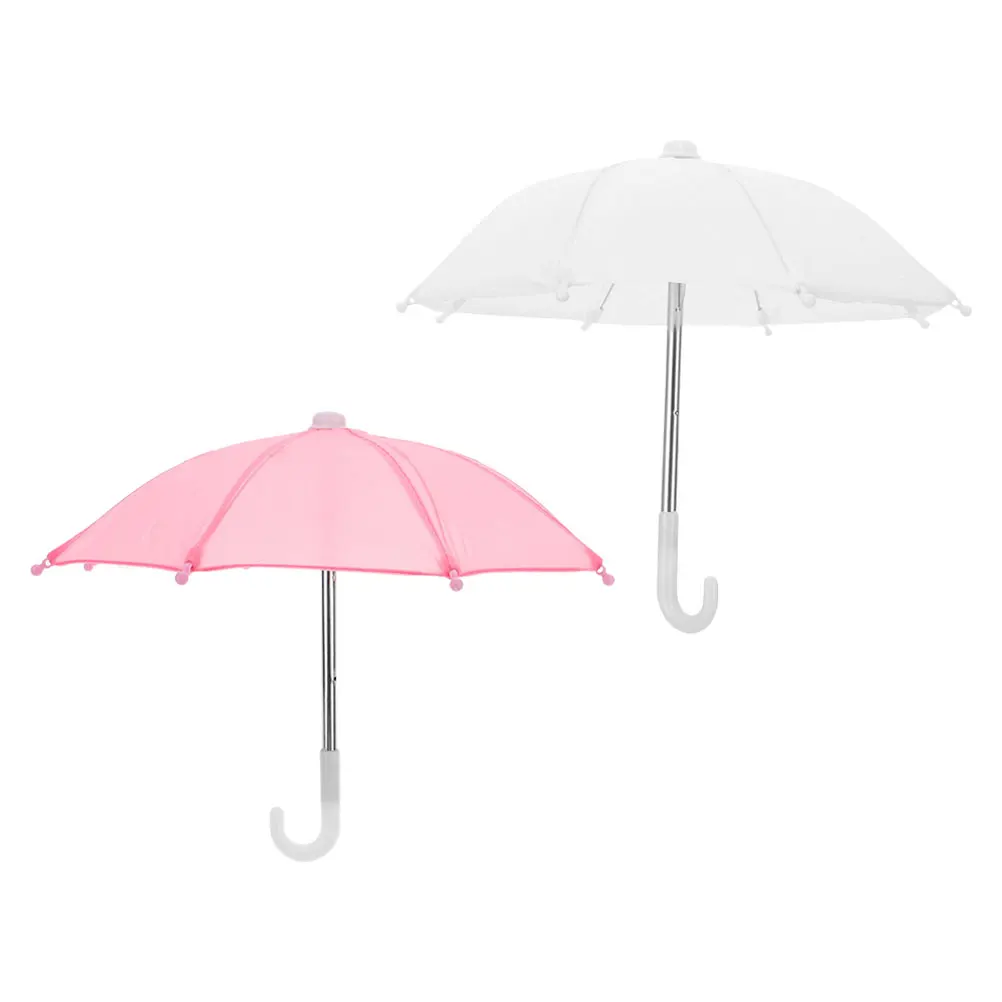 2 stuks poppenhuisaccessoires mini decoratieve paraplu's schattige kleine parasol voor meisjes mode regenscherm fantasiespel buiten tuin