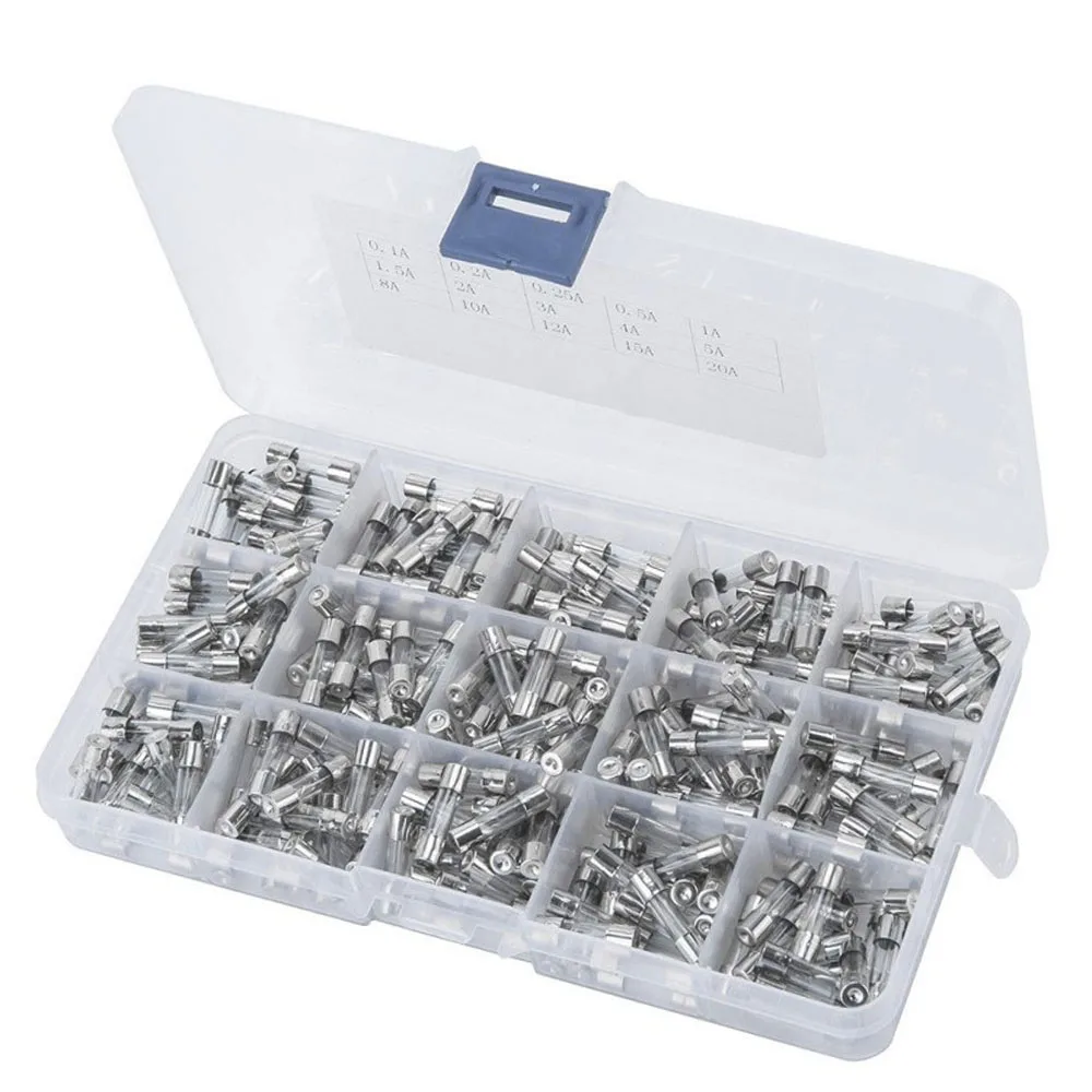 300 Stück Schnellwirkende Glassicherungen Sortiment-Set 5x20mm 250V 0,1 0,2 0,25 0,5 1 1,5 2 3 4 5 8 10 12 15 20A im Kunststoffkasten – Detail 3