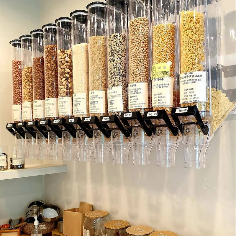 

10L Wall Mount Grain Dispensador Supermarket Shelf Gravity Bin Coffee Bean Bulk Bin Gravity Feed Roastery