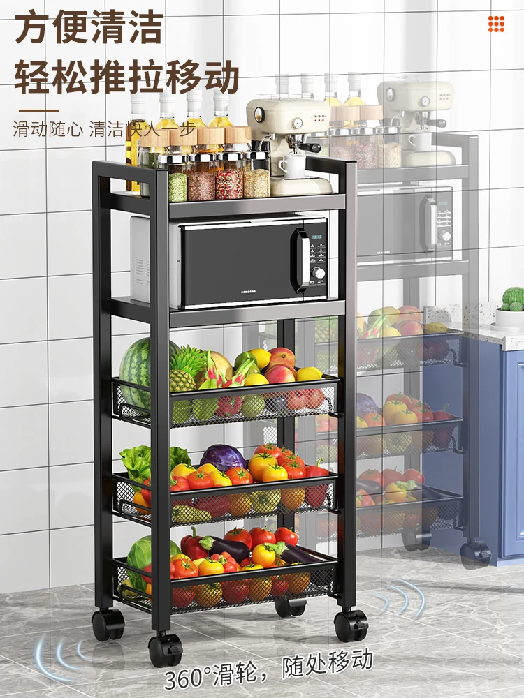 Stainless steel kitchen shelf floor multi-storey home bathroom storage rack