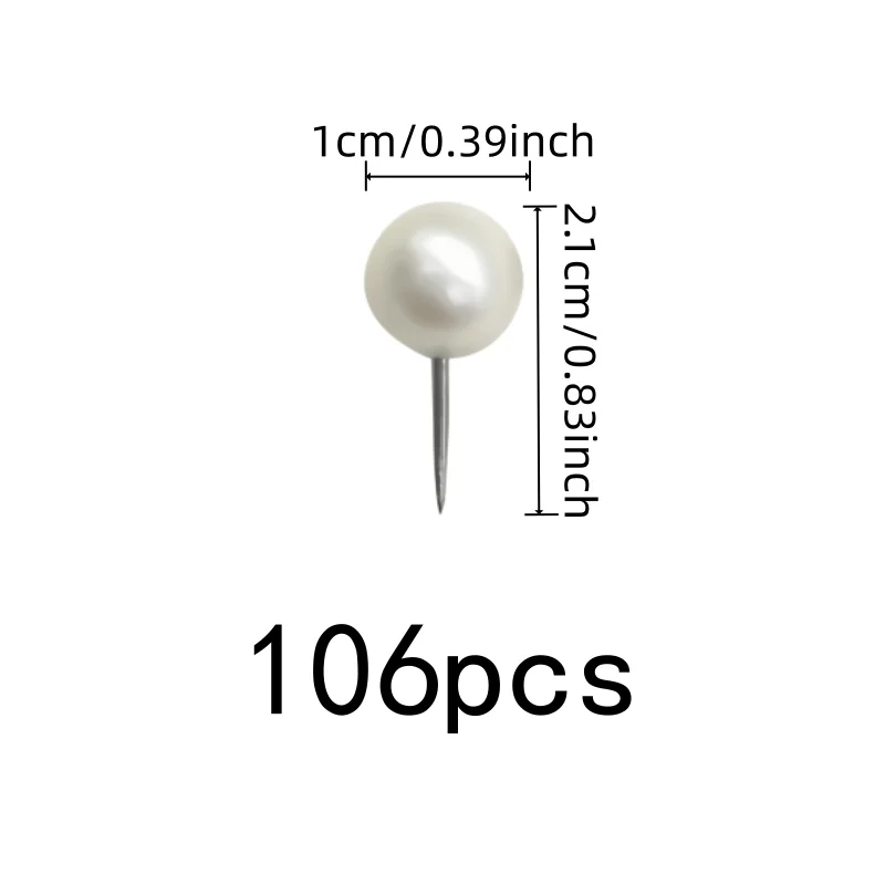 106 pcs Decorative Pearl Map Pins, Safe Round Head Grip for DIY Craft Decoration, Multipurpose, Versatile