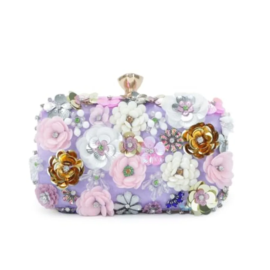 Women Clutches Flower Evening Handbag Chain Strap Shoulder Bag