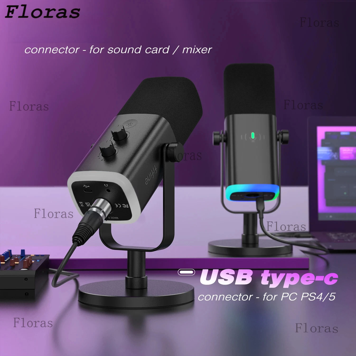 USB/XLR Dynamic Microphone with Touch Mute Button,Headphone jack,I/O Controls,for PC PS5/4 mixer,Gaming MIC Ampligame AM8