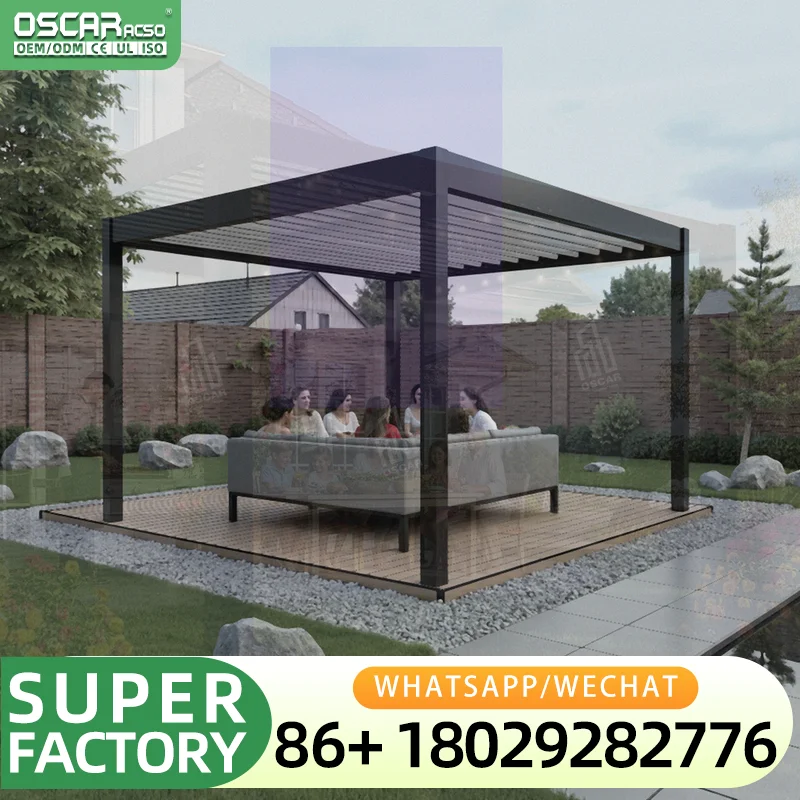 3x3 3x4 Standing Enclosed Bioclimatic Smart Aluminium Balcony Structure Post Brackets Hardware for Outdoor Patio Garden in Europ