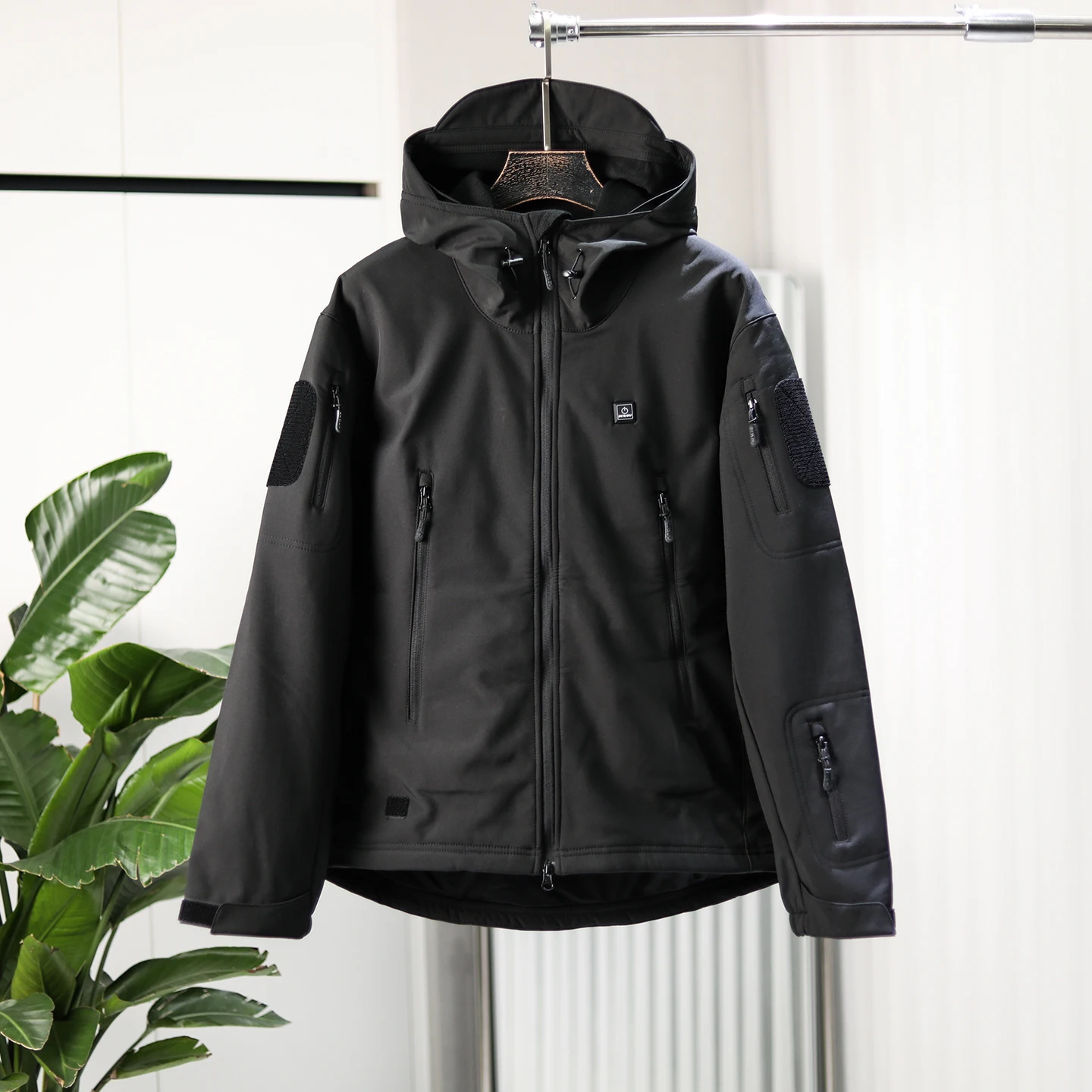 

Outdoor Men's Thiened Warm Soft ell Jaet Windproof Water-Resistant Autumn Winter Coat with Hood Stand Fit Faion Ur...