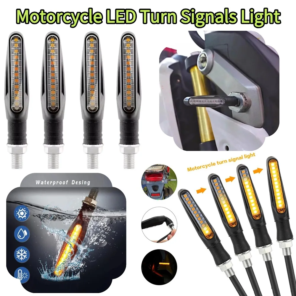 2PCS Universal LED Turn Signal Lights For Motorbike Indicators Amber Flashing Blinker Daytime Running Light 12V Motorcycle Lamps