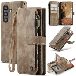 for Galaxy A55 5G, Built-in Card Holder Wallet Phone Leather Stand Case for Samsung  Galaxy A15 5G,A25,A35 Wristlet Strap