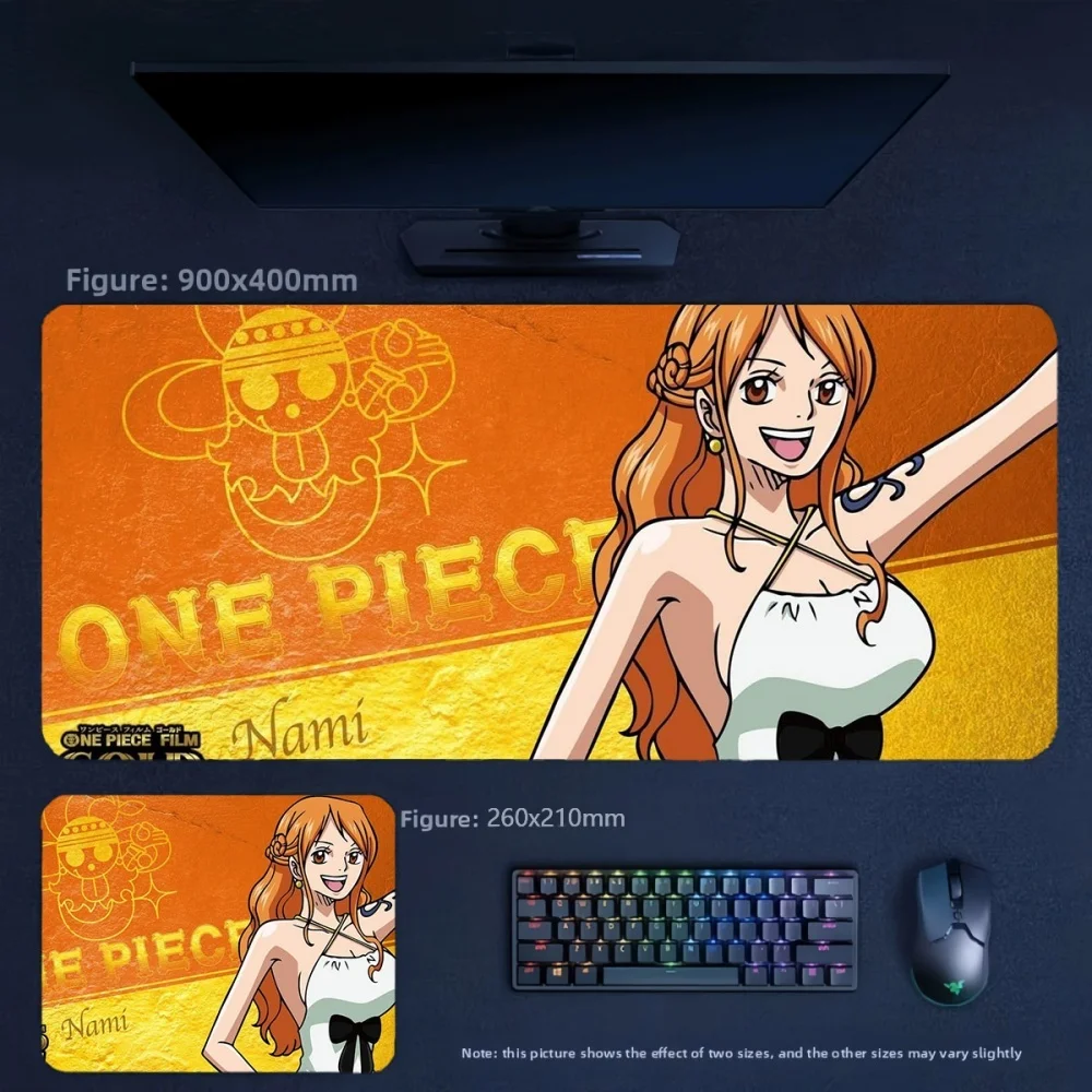 Non-Slip Waterproof Large Size 90x45cm Table Mat High Definition Cartoon Anime ONE PIECE Luffy Nami Leather Mouse Pad Desk Pad