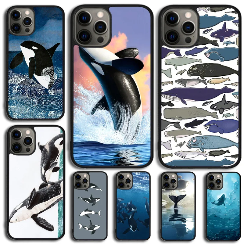 Cute Blue Killer Whale Phone Case Cover For iPhone 15 16 14 Plus 11 12 mini 13 Pro Max Apple X XR XS max