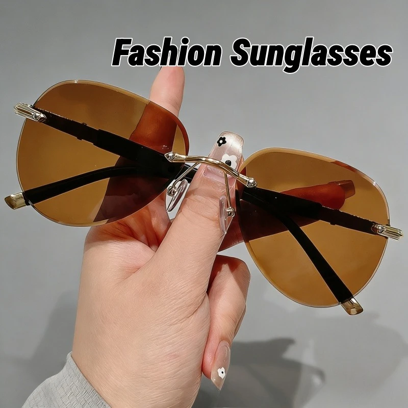 

Fashion Frog-Shaped Frames Frameless Sunglasses Unisex UV400 Outdoor UV Protection Eyewear Brand Designer Classic Trendy Goggles