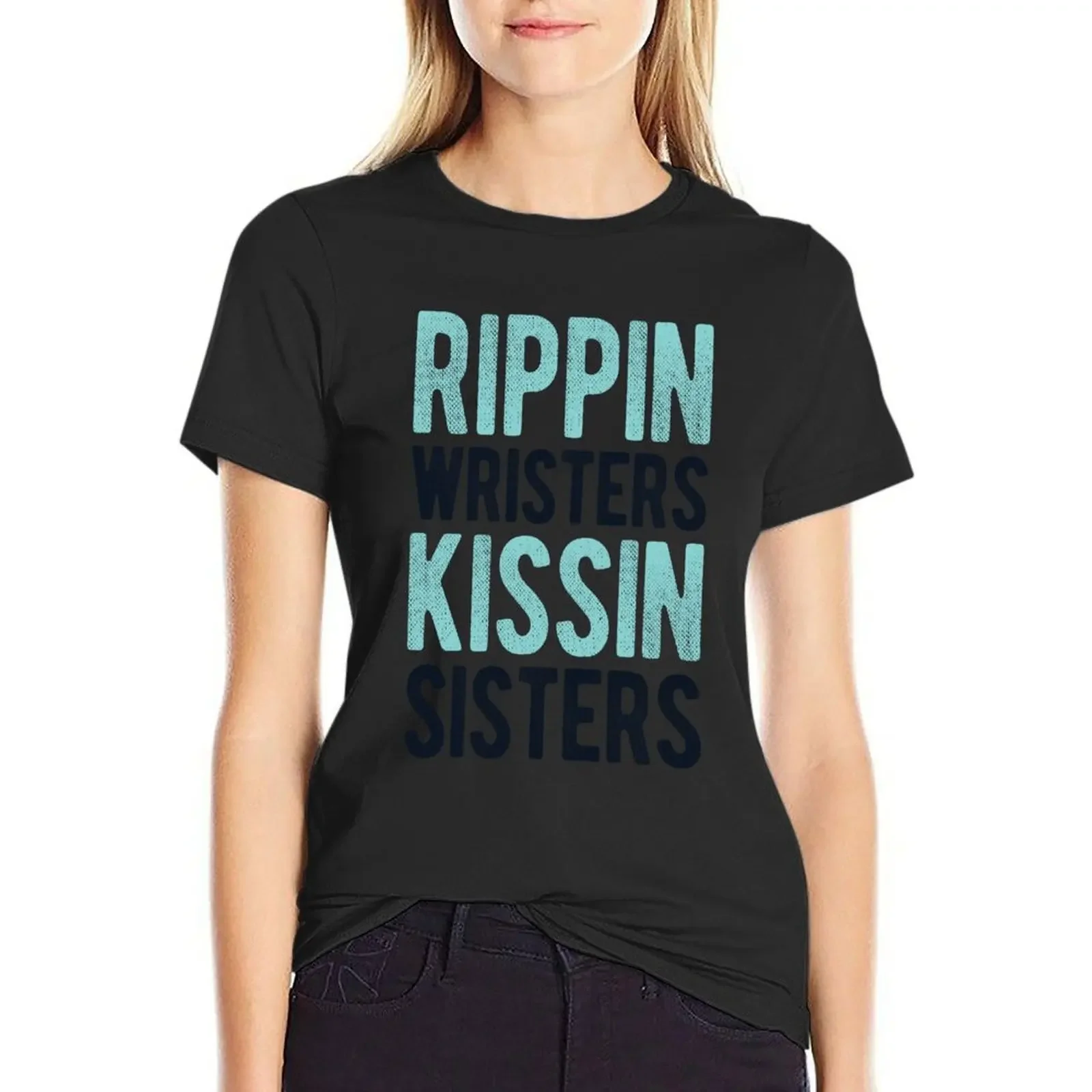 Rippin' Wristers Kissin' Sisters T-Shirt cute clothes animal print shirt for girls aesthetic clothes workout shirts for Women