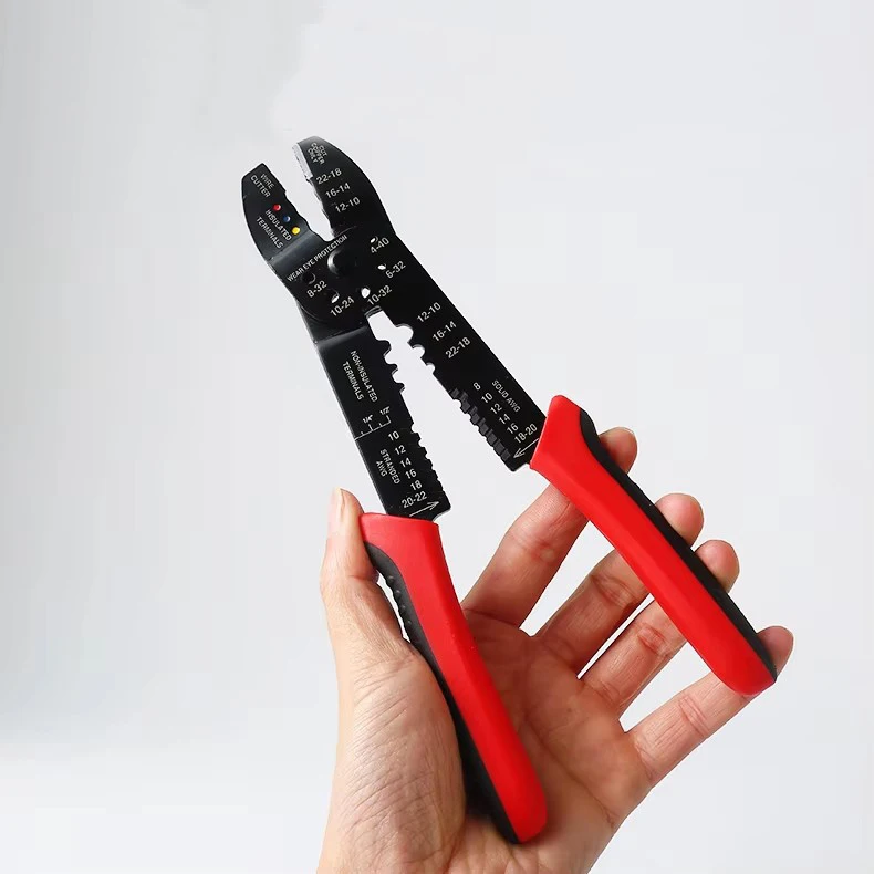 

Многофункциональный обжимной инструмент XC33 3-в-1 с зубчатыми губками, для зачистки проводов, с пластиковой формованной рукояткой, с возможностью индивидуальной настройки (OEM)