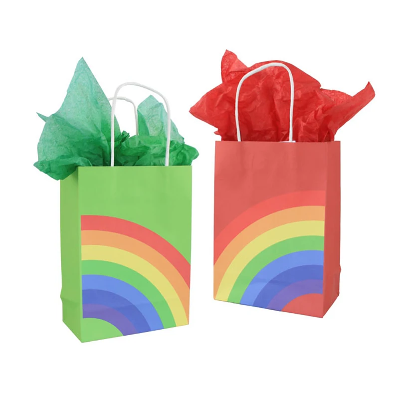 8/16 stücke Kraft Papier Geschenk Taschen Regenbogen Hochzeit Gunsten Candy Box Cookie Verpackung Handtasche Weihnachten Geburtstag Hochzeit Party liefert – Detail 5