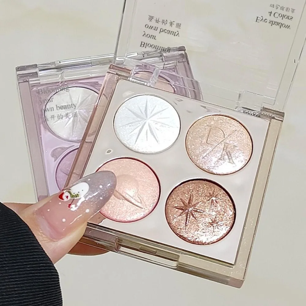 Planet Vierkleurig oogschaduwpalet Aurora Paars Metallic Glinsterende markeerstift Diamond Glitter Gebakken Poeder Oogschaduw Make-up