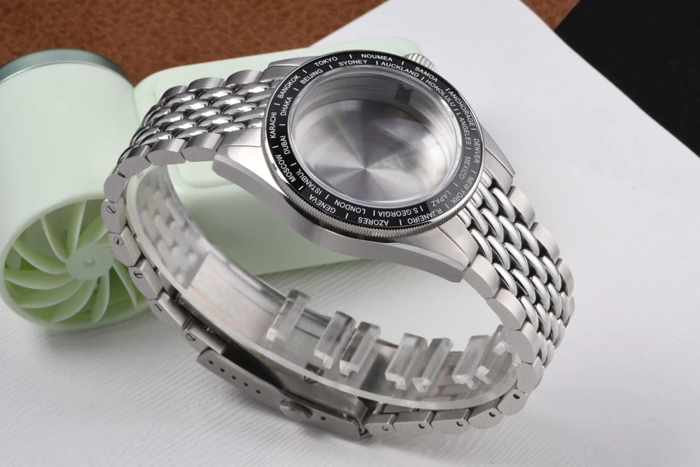 GMT 39mm Edelstahl-Uhrengehäuse 30mm Zifferblatt Saphirglas Tauchergehäuse Passend für Seiko Mod für NH34 Automatikwerk Zubehör – Detail 10