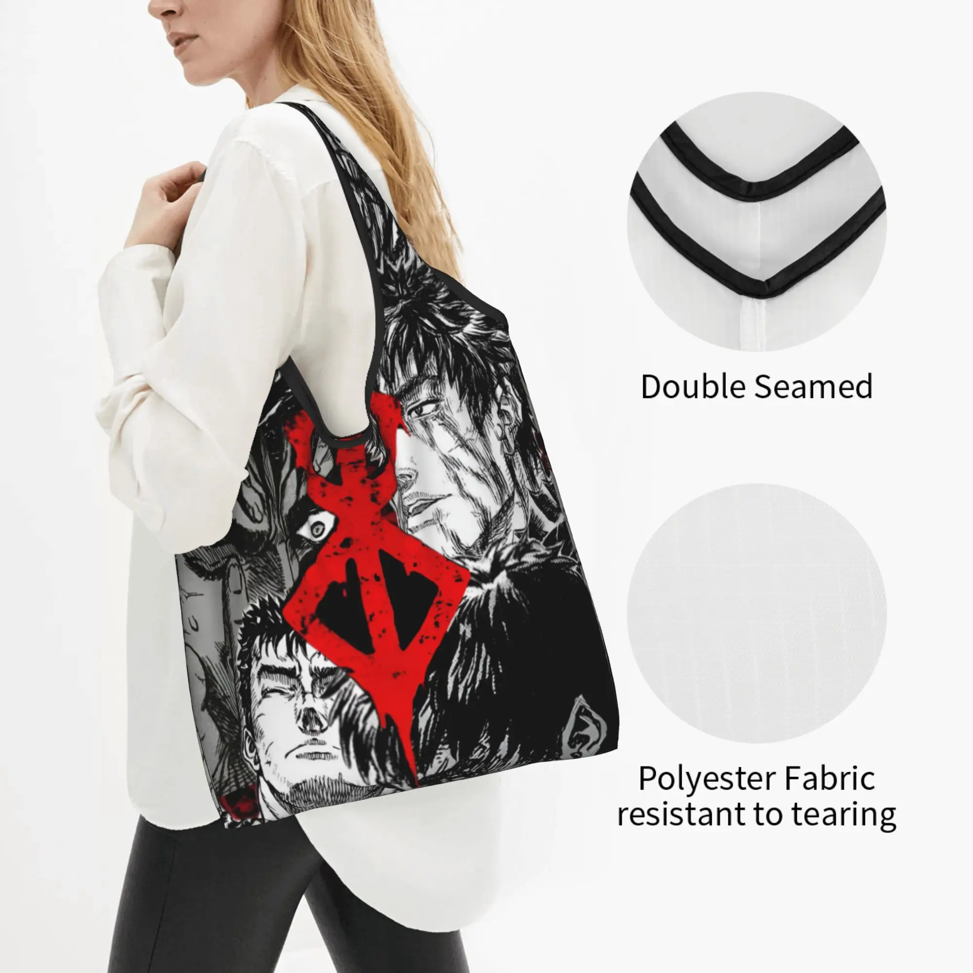Kawaii Print Classic Anime B-Bereserks Shopping Tote Bag Portable Shoulder Shopper Comic Handbag