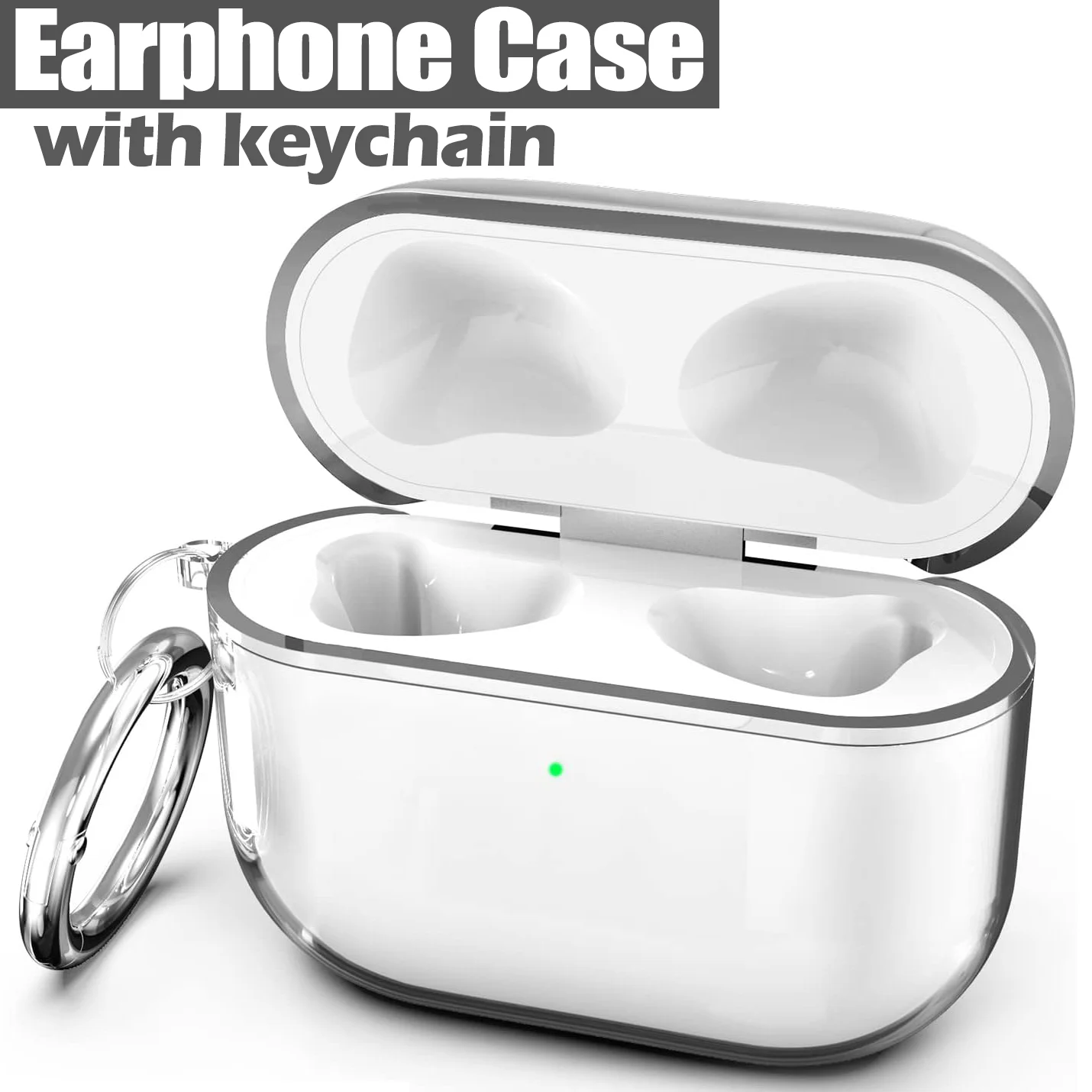 Clear Soft TPU Case For Airpod 1 2 3 Protective Shockproof Cover with Keychain Front LED Visible for AirPod Pro 2 Transparent