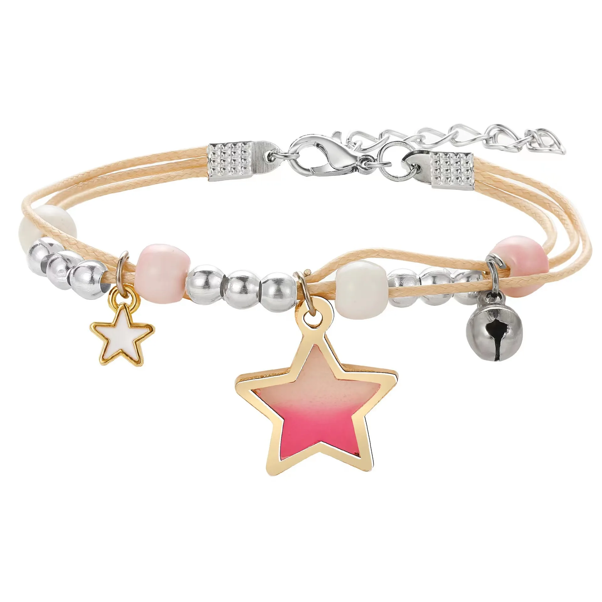 Trendy Moon Star Romantic Bracelet for Women Cute Butterfly Pendant Handmade Braid Adjustable Chain Girls Jewelry Birthday Gift