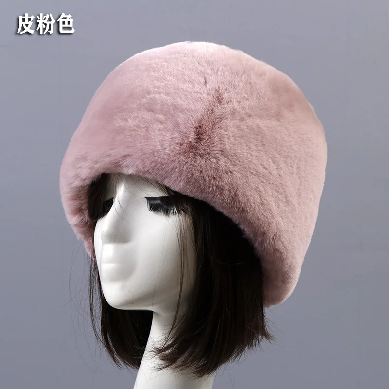 Faux Fur Hats for Women Fluffy Russian Hat Winter Cap Ears Warm Female Beanies Solid Color Leopard Print Bonnets