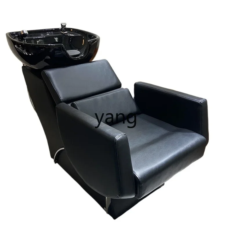 LHH hair salon special shampoo bed sitting semi-lying flush bed ceramic basin hair bed