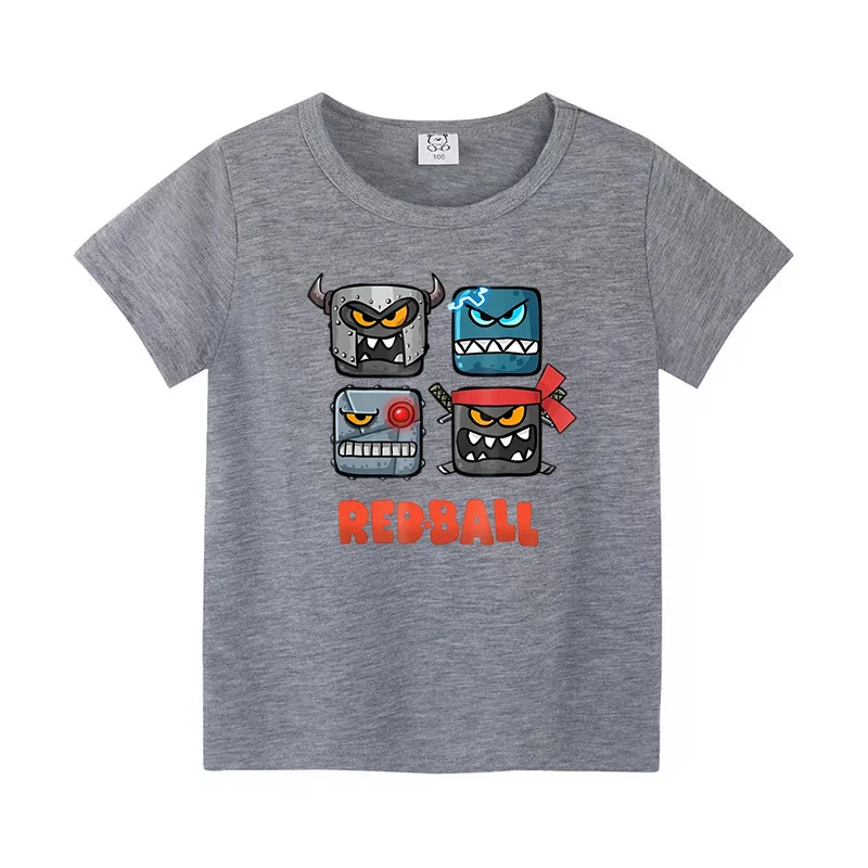 Red Ball Print Summer Kid Hot Sale Cartoon T-Shirts Funny Game Girls Clothes Baby Boys Fashion Tee Casual Children Tops