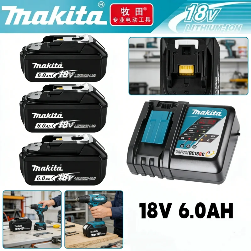 

Аккумулятор литий-ионный Makita 18В 6.0Ач для электроинструментов, совместим с Makita BL1860B BL1860 BL1850 BL1830 BL1815
