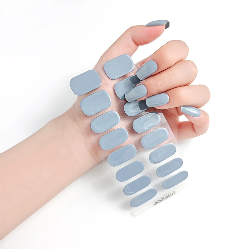 ملصقات شبه معالجة بلون سادة وغطاء كامل للأشعة فوق البنفسجية وشرائط أظافر جل لتزيين الأظافر بلون نقي يدوم طويلاً #1