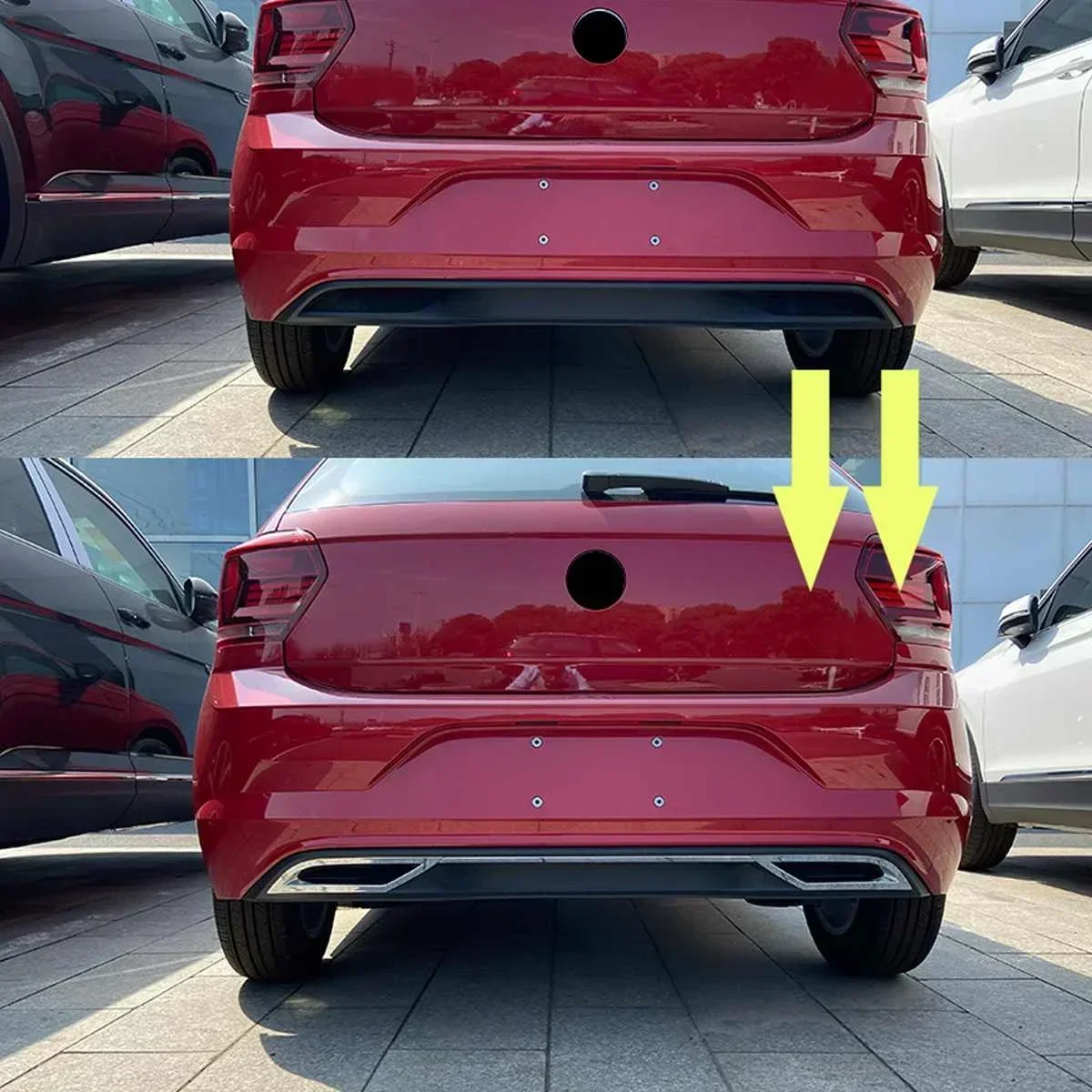 3Pcs Rear Bumper Lip Spoiler Air outlet Exhaust Strip Cover Trim For Volkswagen for VW Polo MK6 Polo Plus 2018 2019 20+ Body Kit