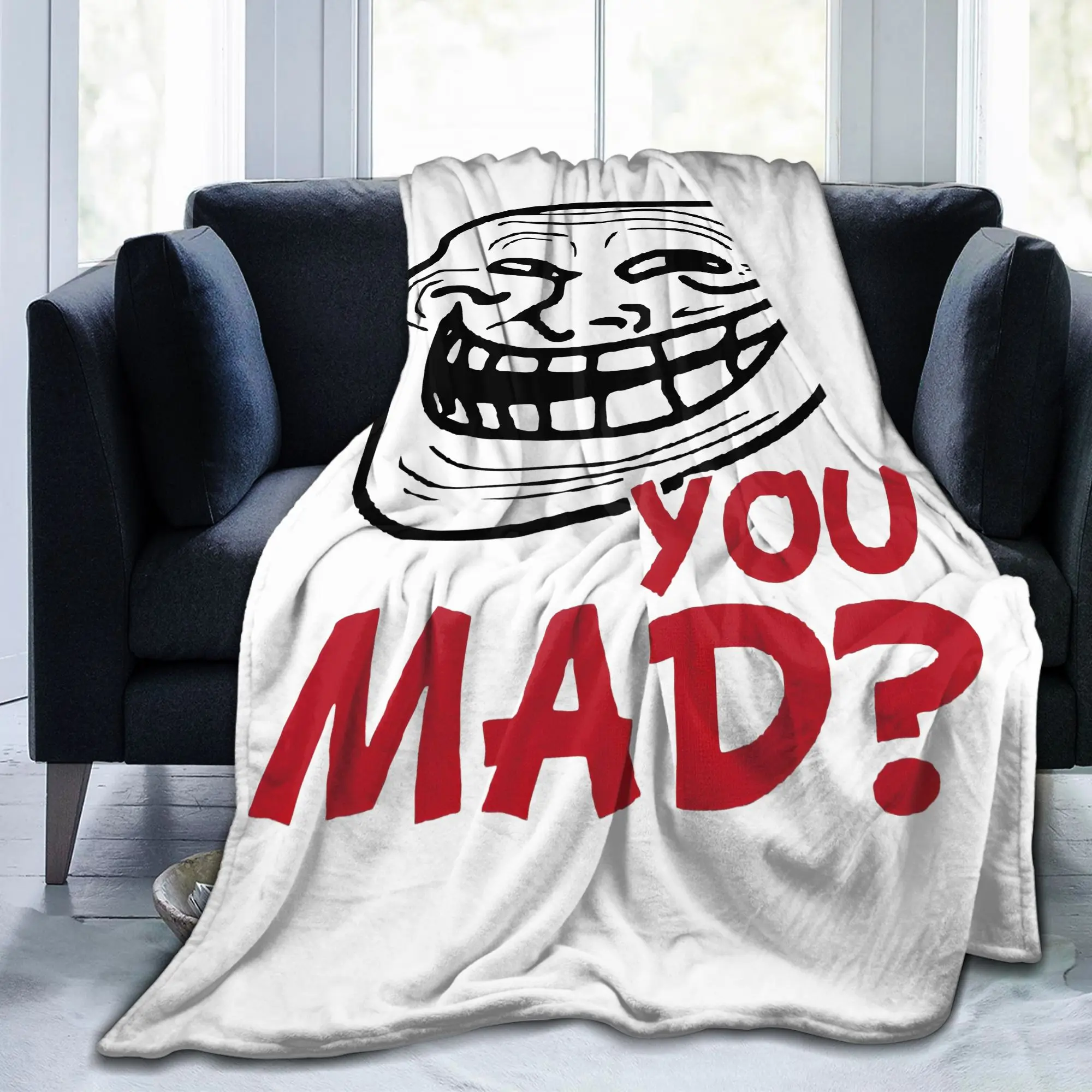 You Mad Troll Face Memes Blankets Flannel  Winter Funny Humor Multifunction Thin Throw Blankets for Travel