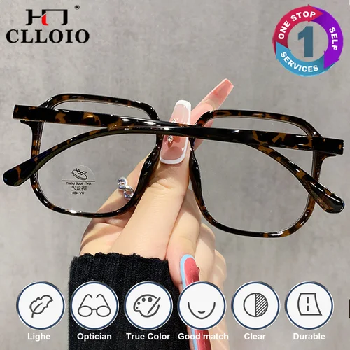 Imagen 2 del producto CLLOIO, nuevas gafas graduadas ópticas para miopía con montura grande, gafas fotocromáticas con filtro de luz azul cuadrado para mujer, gafas con protección UV