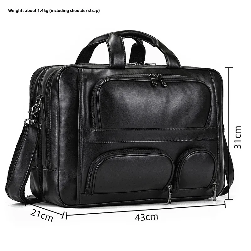 17.3 インチのラップトップブリーフケース革ラップトップバッグビジネストラベルトートバッグハンドバッグ男性男性大型ブリーフケースバッグレトロ
