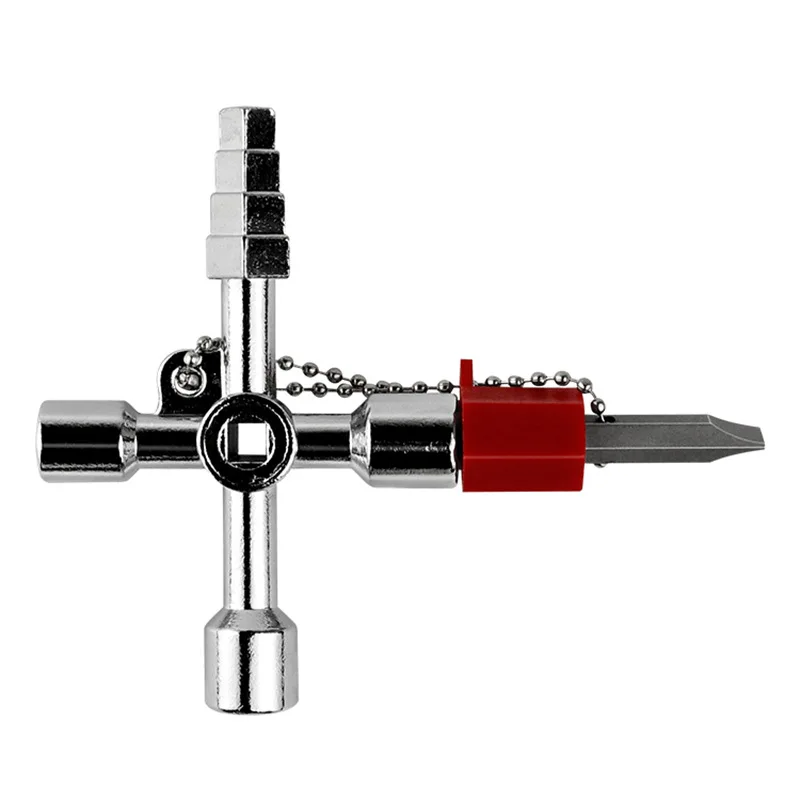 4in1 مفتاح ربط فضي مصعد كهربائي خزانة التحكم صمام المثلث الداخلي رباعي مفك أداة مجموعة