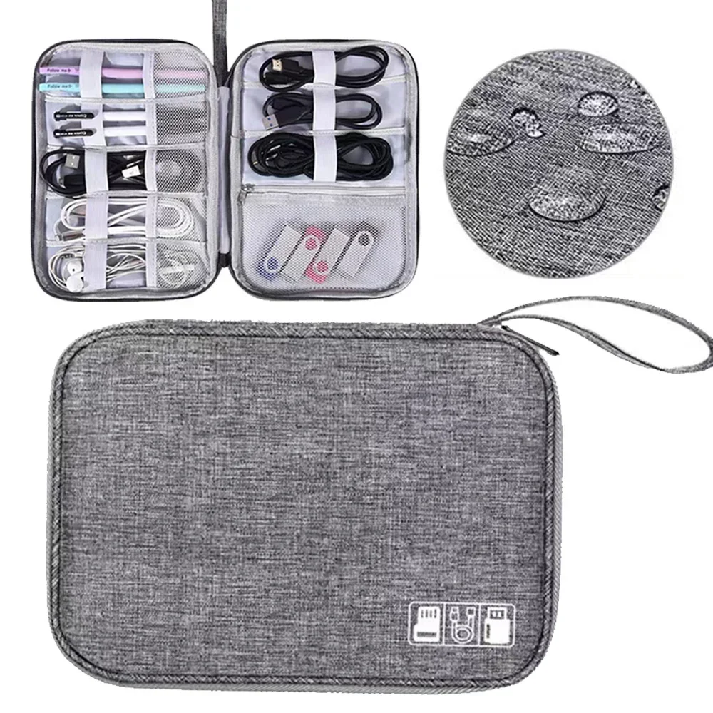 Portable Travel Cable Bag Digital USB Gadget Organizer Charger Wire Cosmetics Zipper Storage Bags Kit Case Accessories Supplies