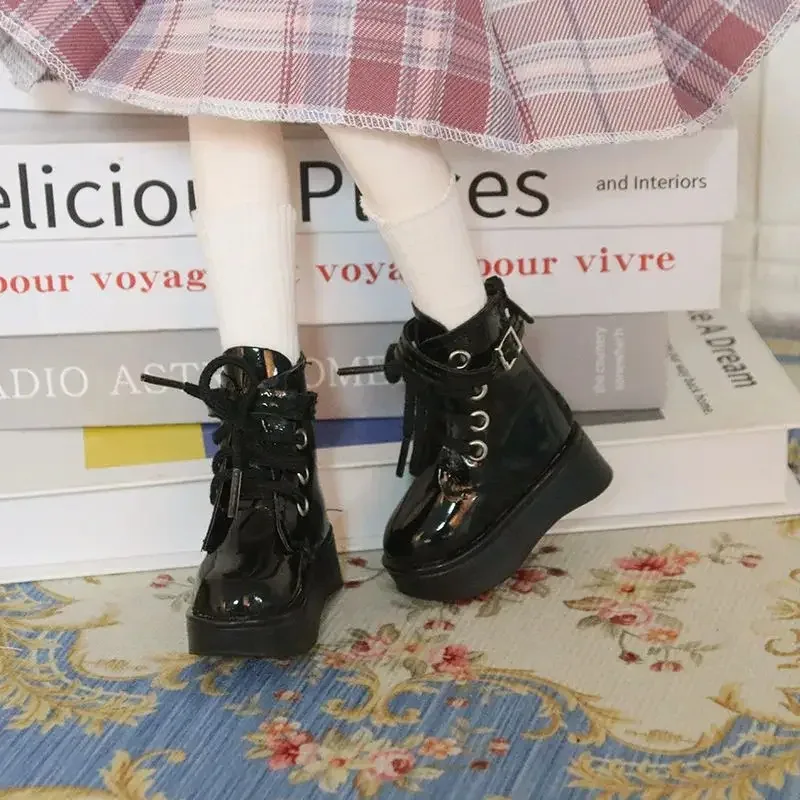 

New Doll's Shoes Boots Black Leather Shoes for 1/4 Imomodoll Doll Diy Girl Toys Dress Up Play House Doll Accessories, No Doll