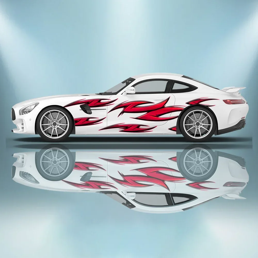 

Виниловые наклейки для автомобиля с динамическими линиями пламени, самоклеящаяся наклейка из ПВХ, подходит для грузовиков, внедорожников, украшения, автоаксессуары, подарок