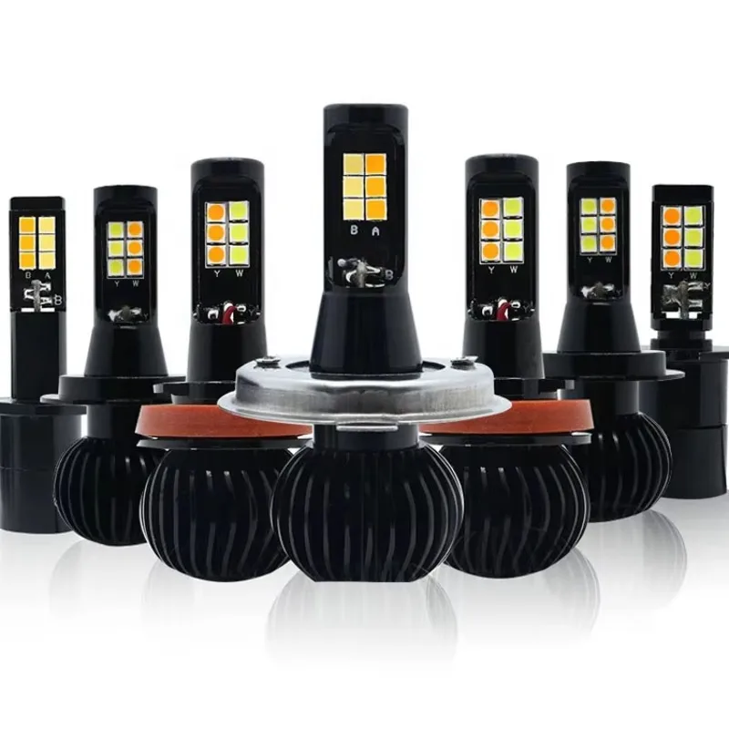 High Power Two-Color Flash LED Driving Lights 12V for Car H1 H3 H4 H7 H8/H11 9006 880 Fog Lamp