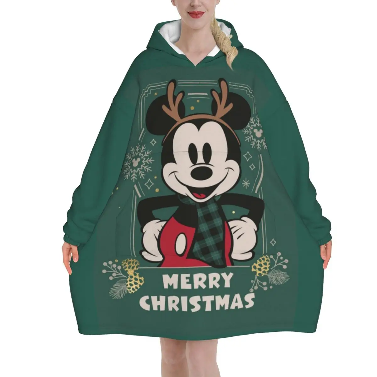 

Рождественское одеяло с Микки Маусом, толстовка большого размера, носимая толстовка, одеяло, теплые подарки для женщин и девочек, подруги