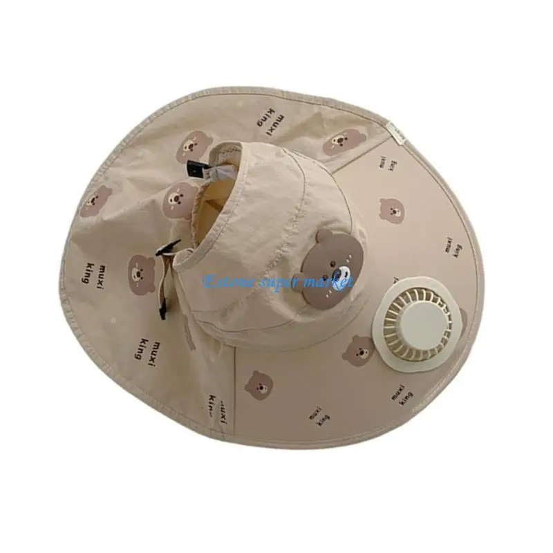 090B Child Cooling Sun Hat with Built In Fan UPF50+ Quick Drying Sun Hat Breathable Sun Hat with Fan for Beach & Camping