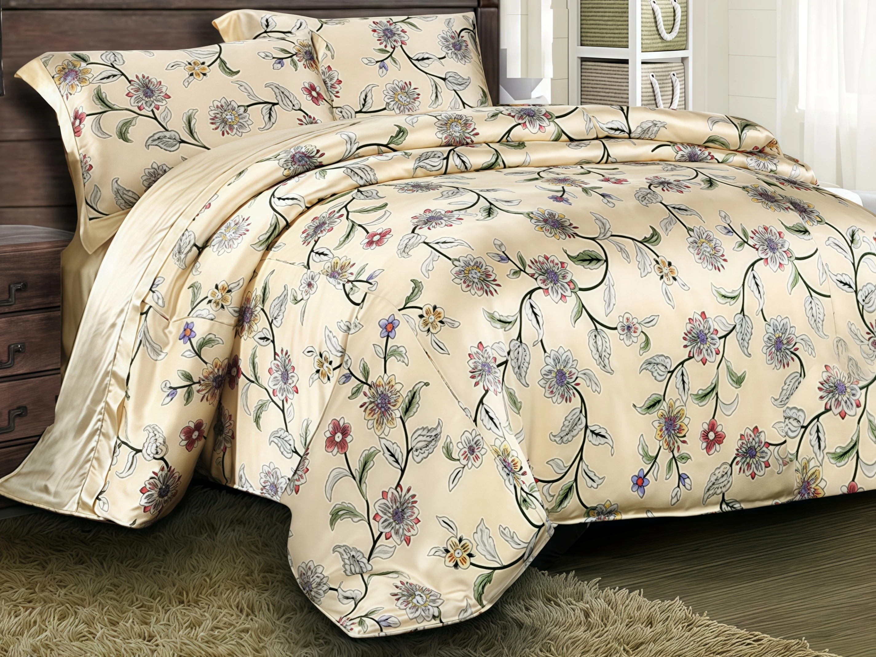 

Pattern Duvet Cover, 16 Mm 100% Mulberry Silk, King Queen Full Size , Customize