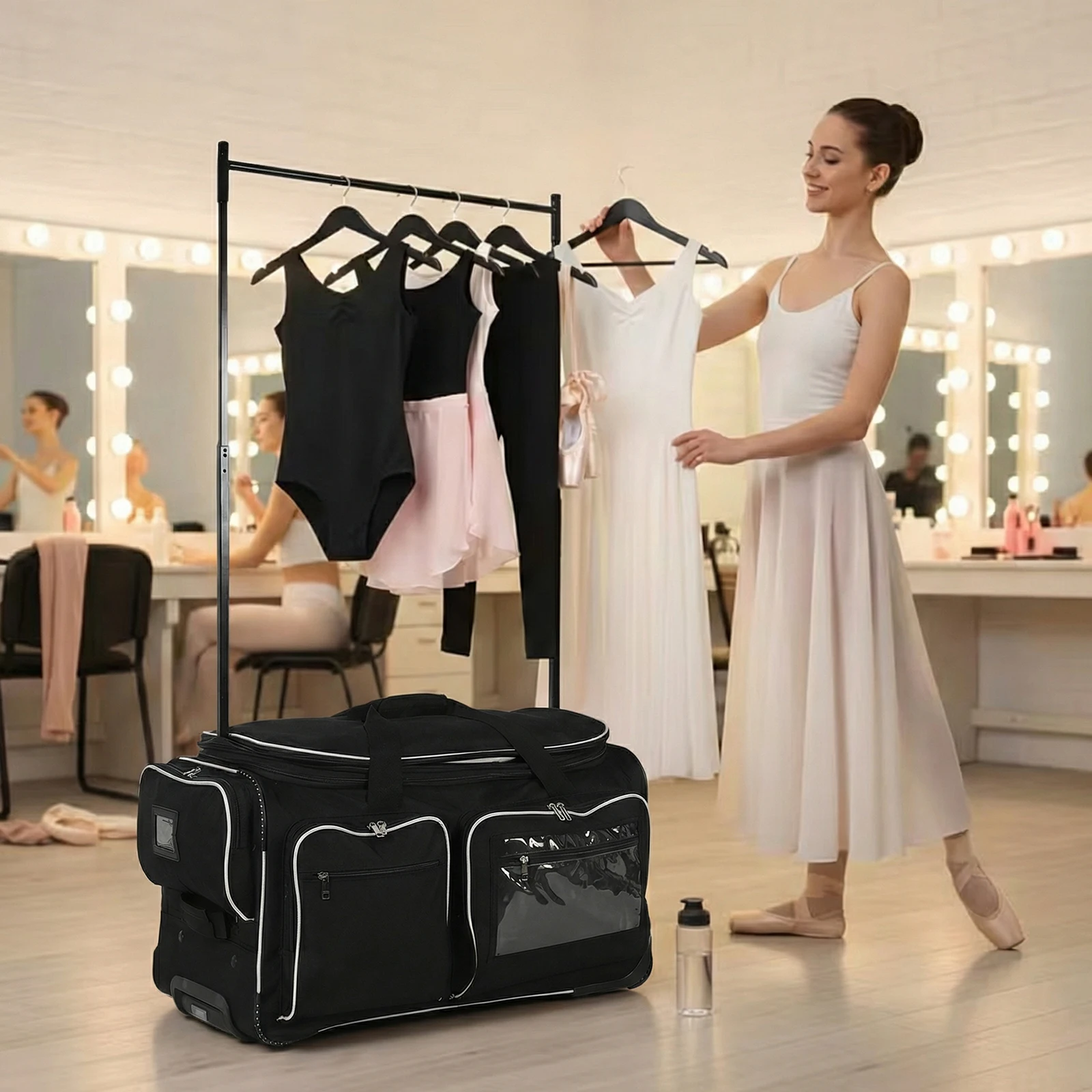 

Сумки-дафл для одежды с вешалкой для отпуска и деловых поездок (черно-фиолетовые)