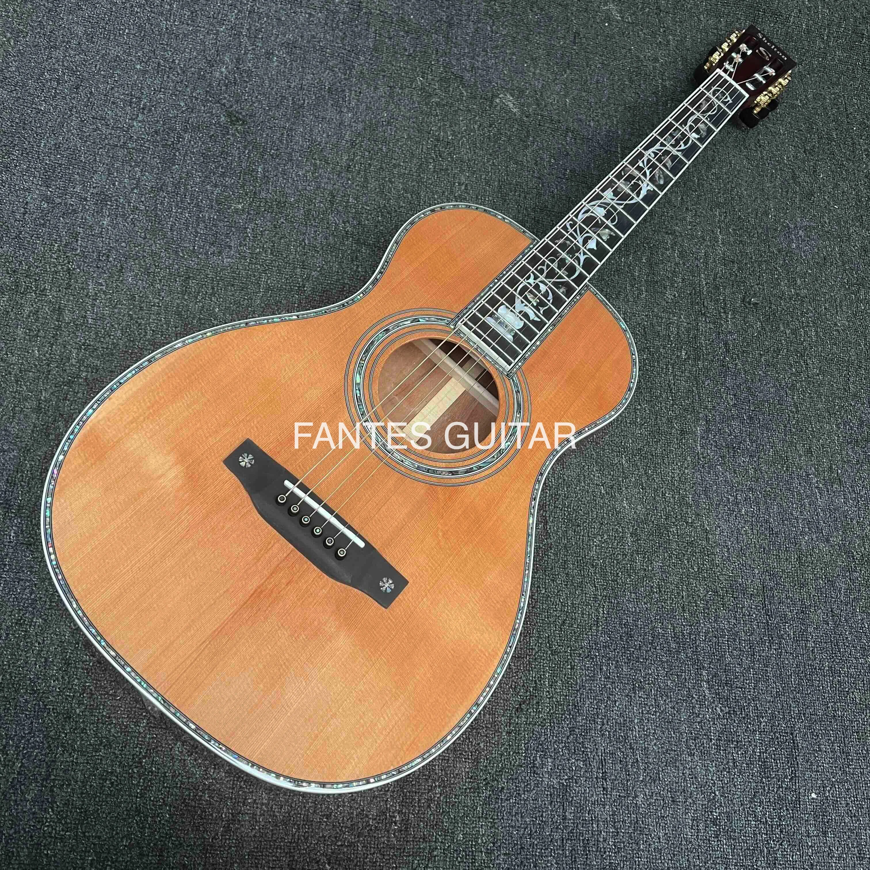 Custom Solid Cedar Wood Back Side OO Parlor Acoustic Guitar Accept Customized Logo on Headstock